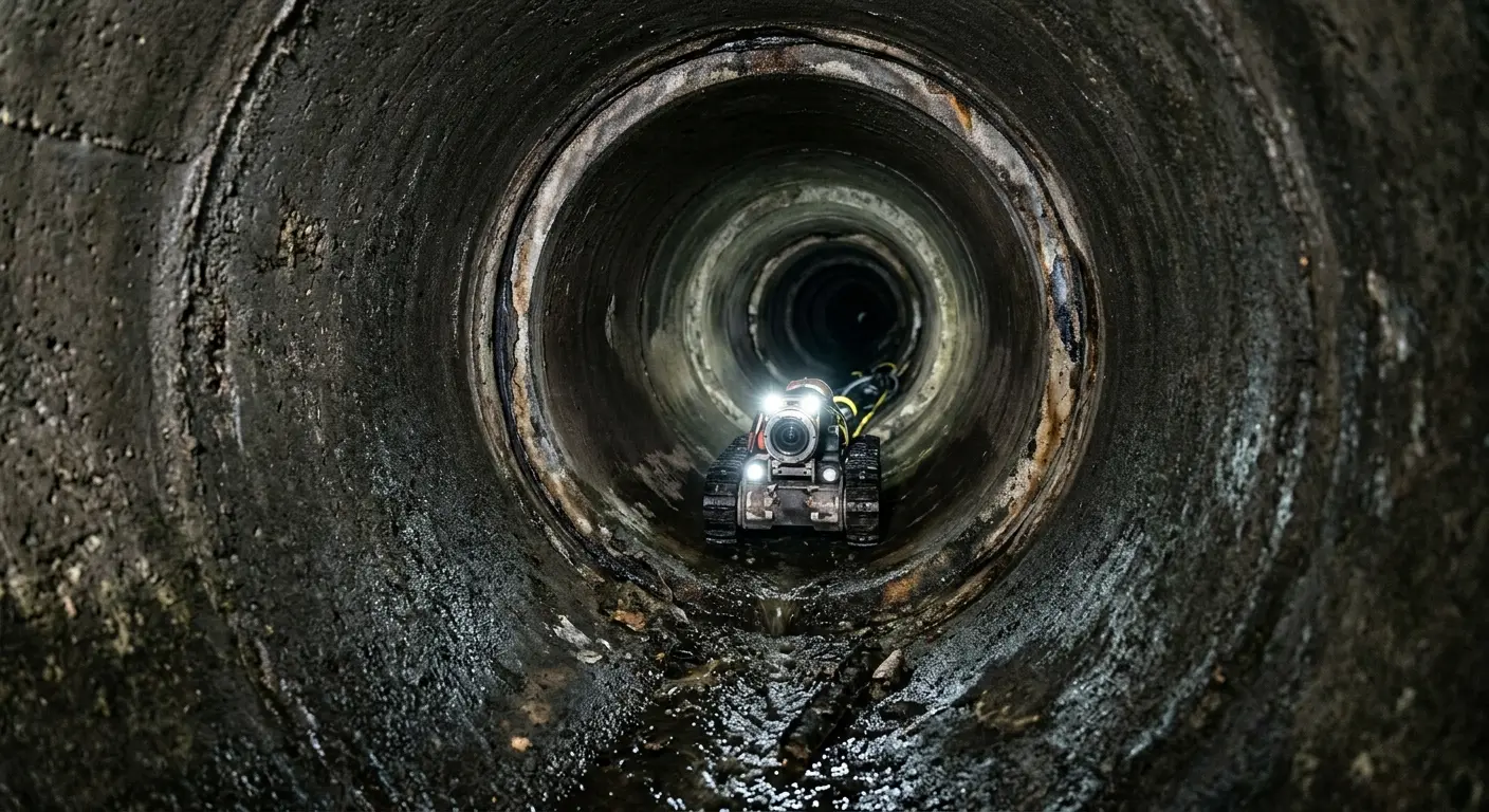 Robotic sewer camera inspecting pipe interior for Sewer Line Cleaning in Straban